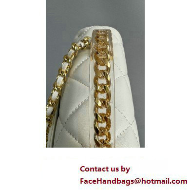 Chanel Lambskin, Resin  &  Gold-Tone Metal Small Flap Bag with Top Handle AS4848 White 2024